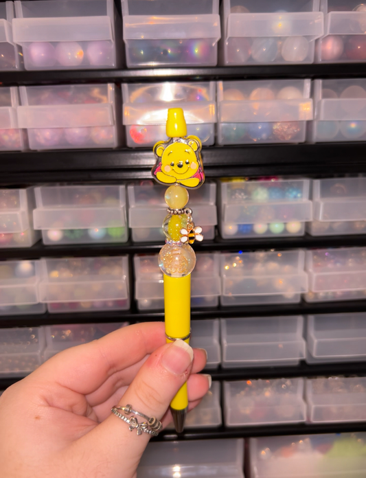 Yellow character beaded pen | Cute cartoon pen