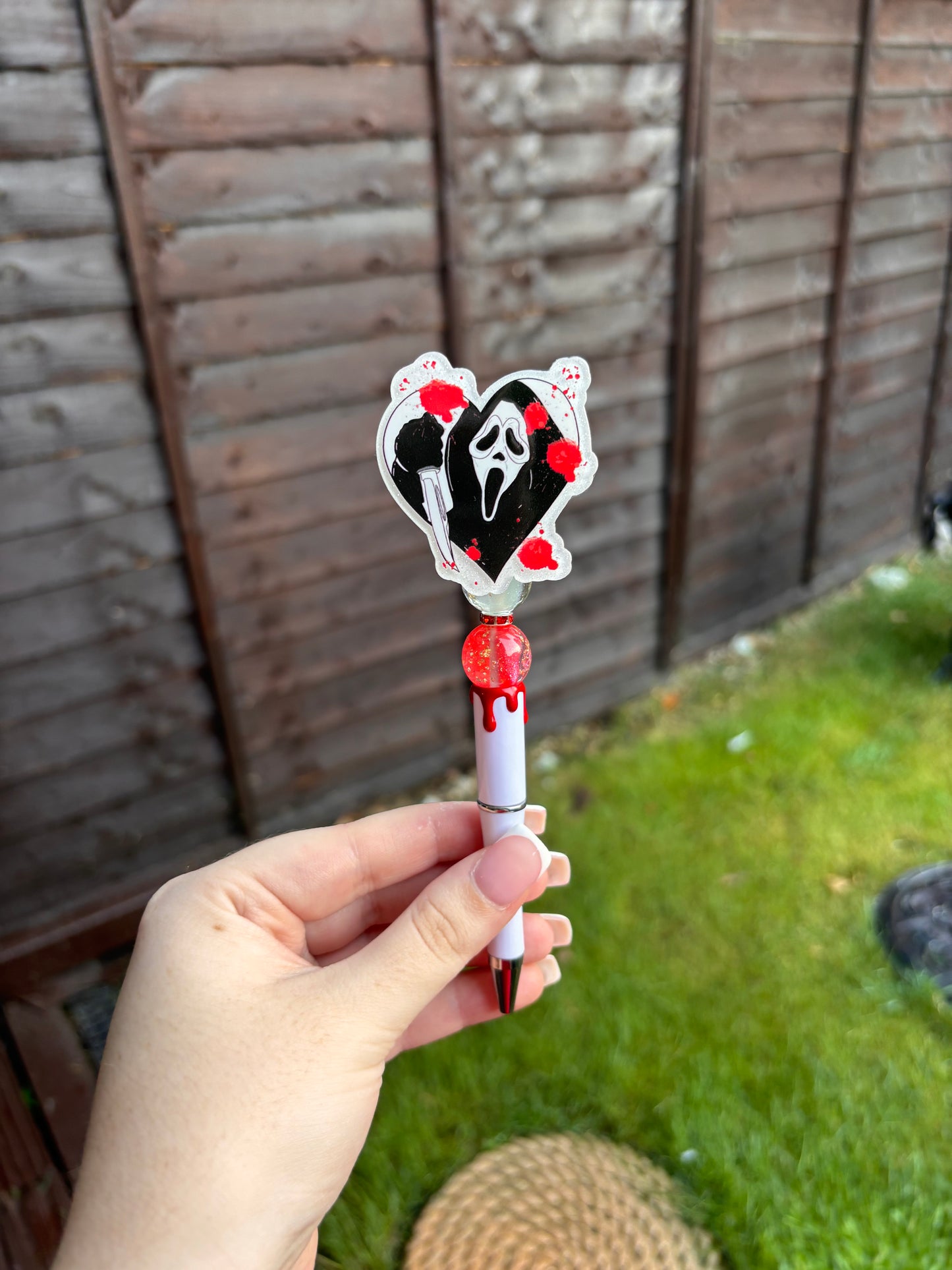 Horror Ghost Inspired Handmade Beaded Pen