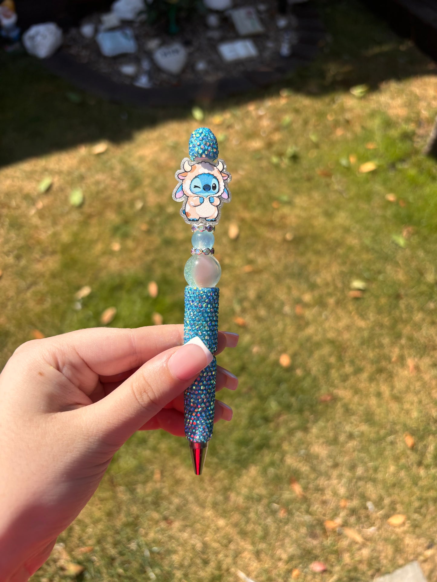 Blue Alien Inspired Handmade Beaded Pen