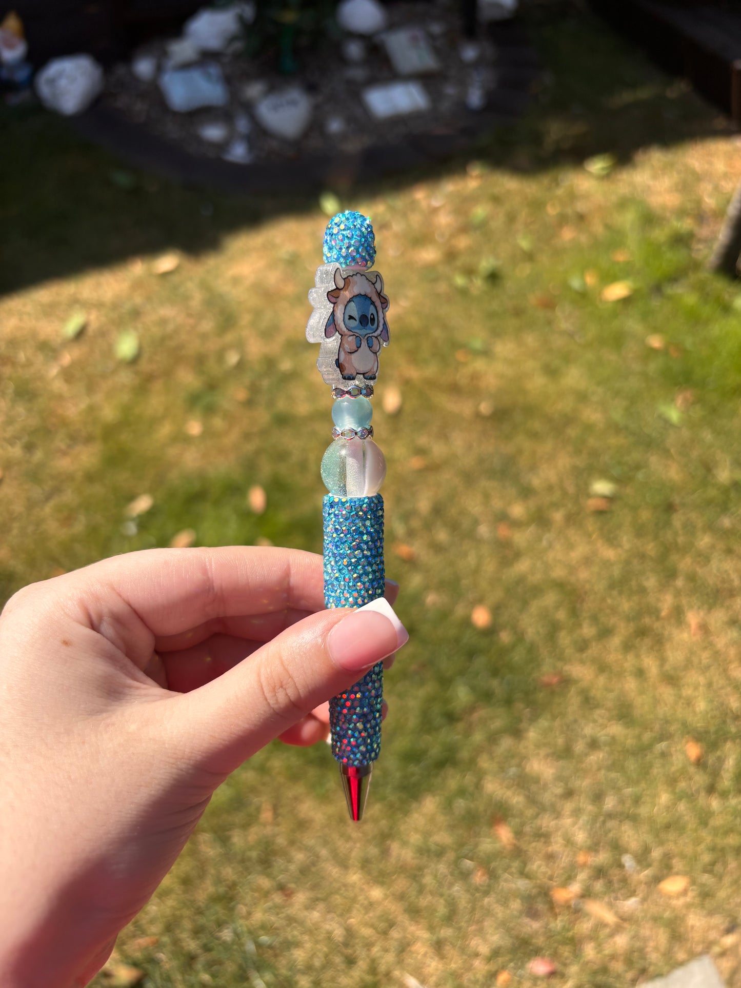 Blue Alien Inspired Handmade Beaded Pen
