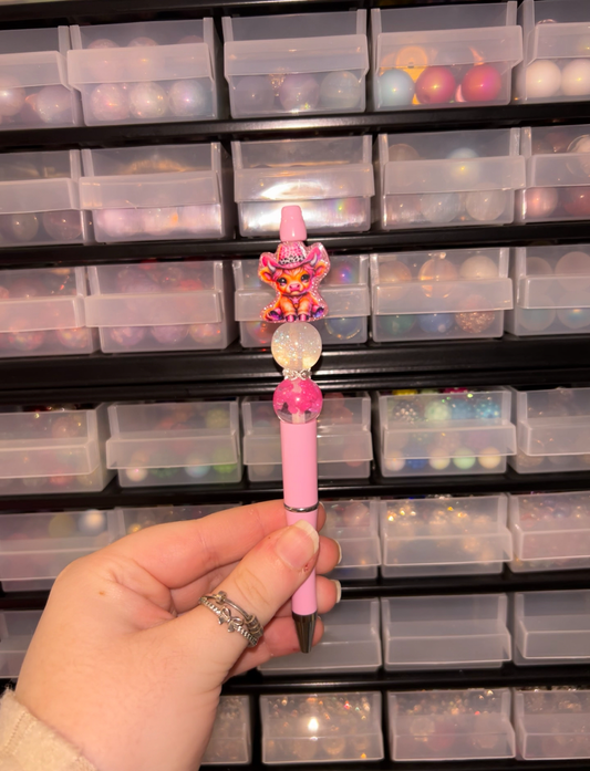 Pink cow beaded pen | Cute animal pen