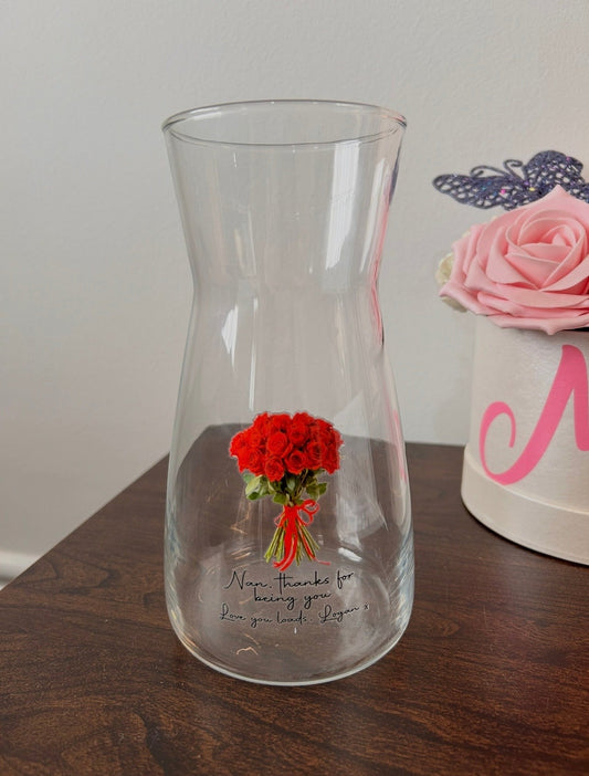 Personalised rose vase | Custom message glass vase