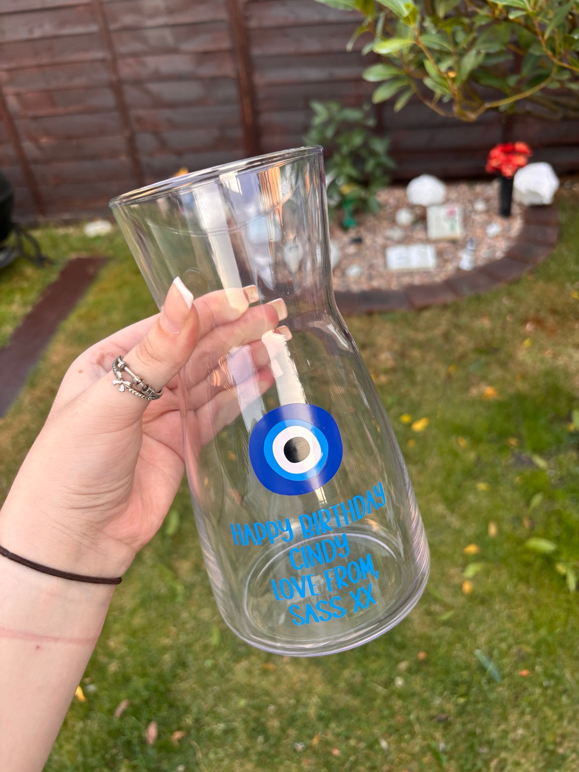 Personalised Evil Eye Glass Vase | Custom Birthday, Wedding & New Home Gift