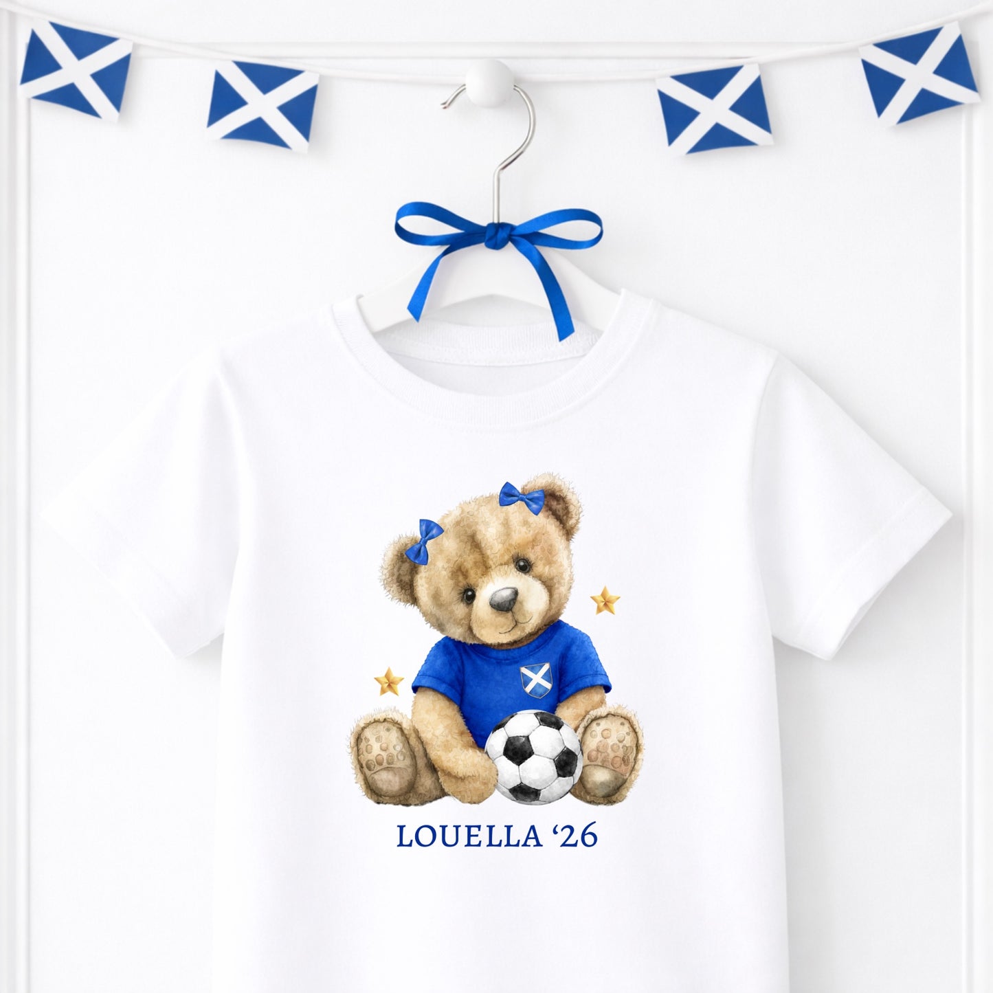 Personalised Kids World Cup 2026 T-Shirt | England Scotland Football Shirt | Custom Name Teddy Top | Boys Girls Match Day Outfit