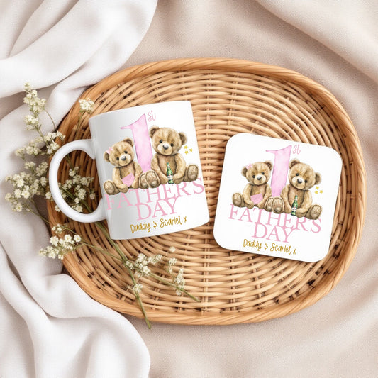 Personalised 1st Father’s Day Mug & Coaster Set | First Father’s Day Gift from Baby | Custom Daddy Gift Keepsake