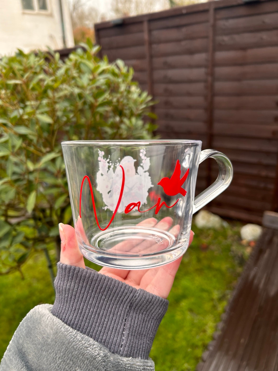Personalised Robin Glass Mug | Robin Mug