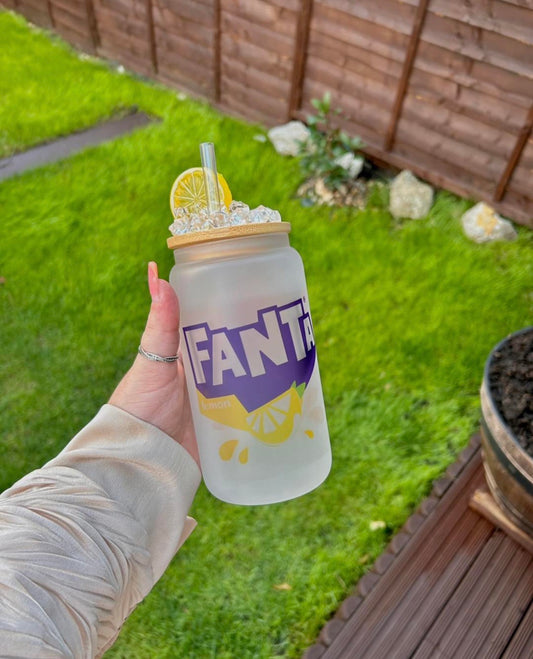 Personalised Glass Can Cup with Bamboo Lid | Custom Name Iced Coffee Cup | Aesthetic Reusable Tumbler