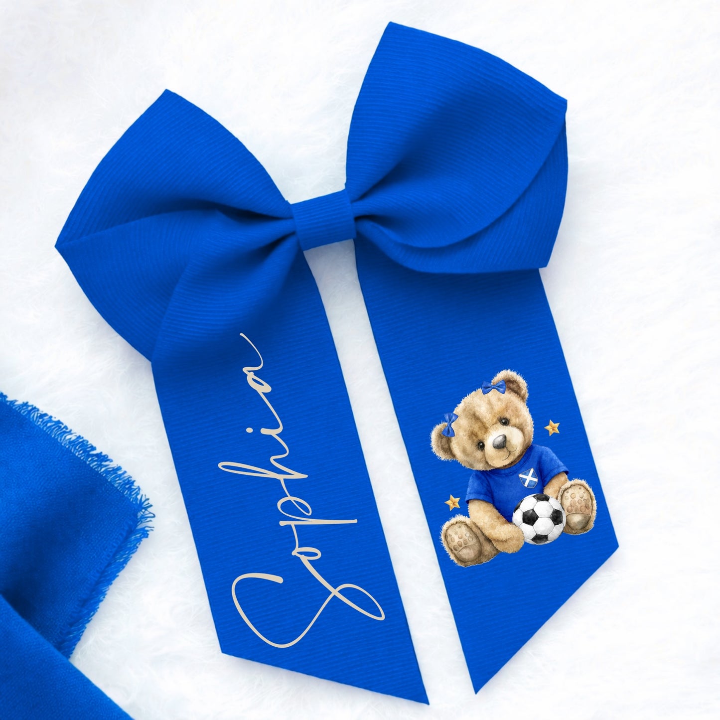 Personalised Football Hair Bow | England Scotland Bow | Kids Custom Name Bow | Football Accessories
