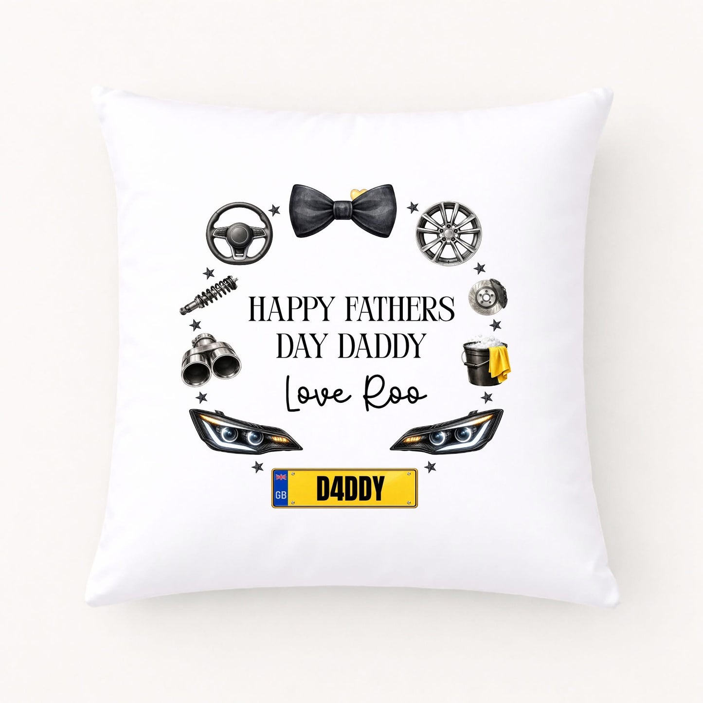 Personalised Father’s Day Cushion Cover | Car Lover Gift | Daddy Cushion | Custom Name Pillow