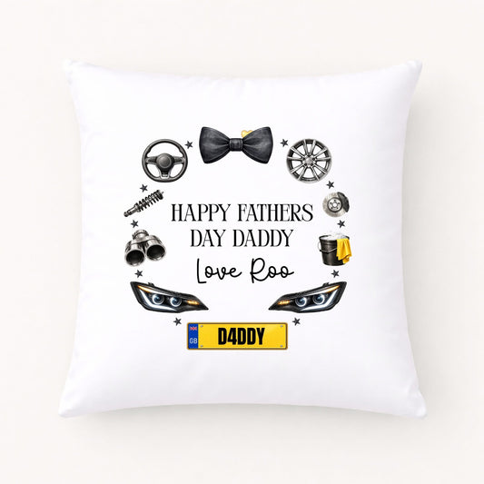 Personalised Father’s Day Cushion Cover | Car Lover Gift | Daddy Cushion | Custom Name Pillow