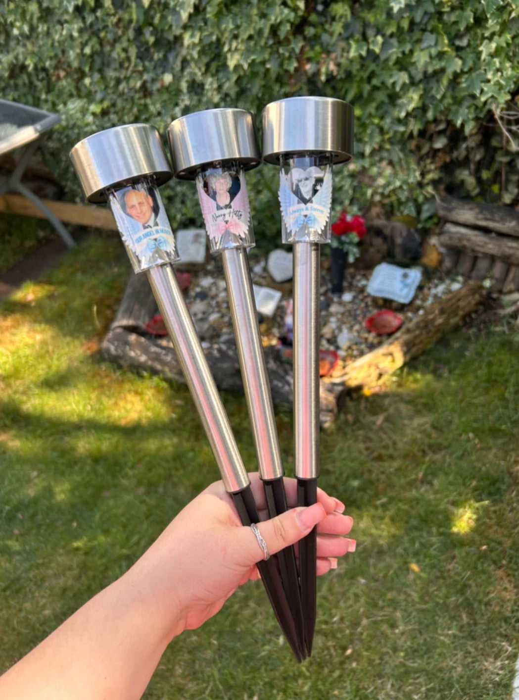 Personalised Memorial Solar Light Stake | Photo Grave Marker Light | Outdoor Remembrance Light | In Loving Memory Garden Tribute