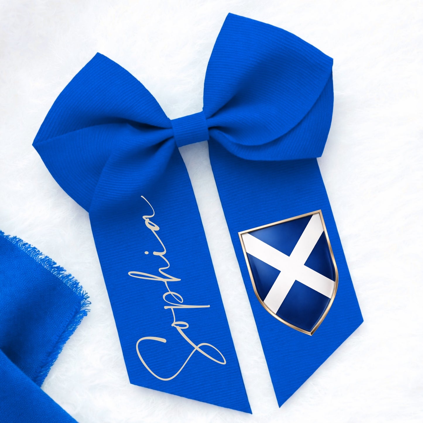 Personalised Football Hair Bow | England Scotland Flag Bow | Custom Name Kids Bow | Match Day Accessory