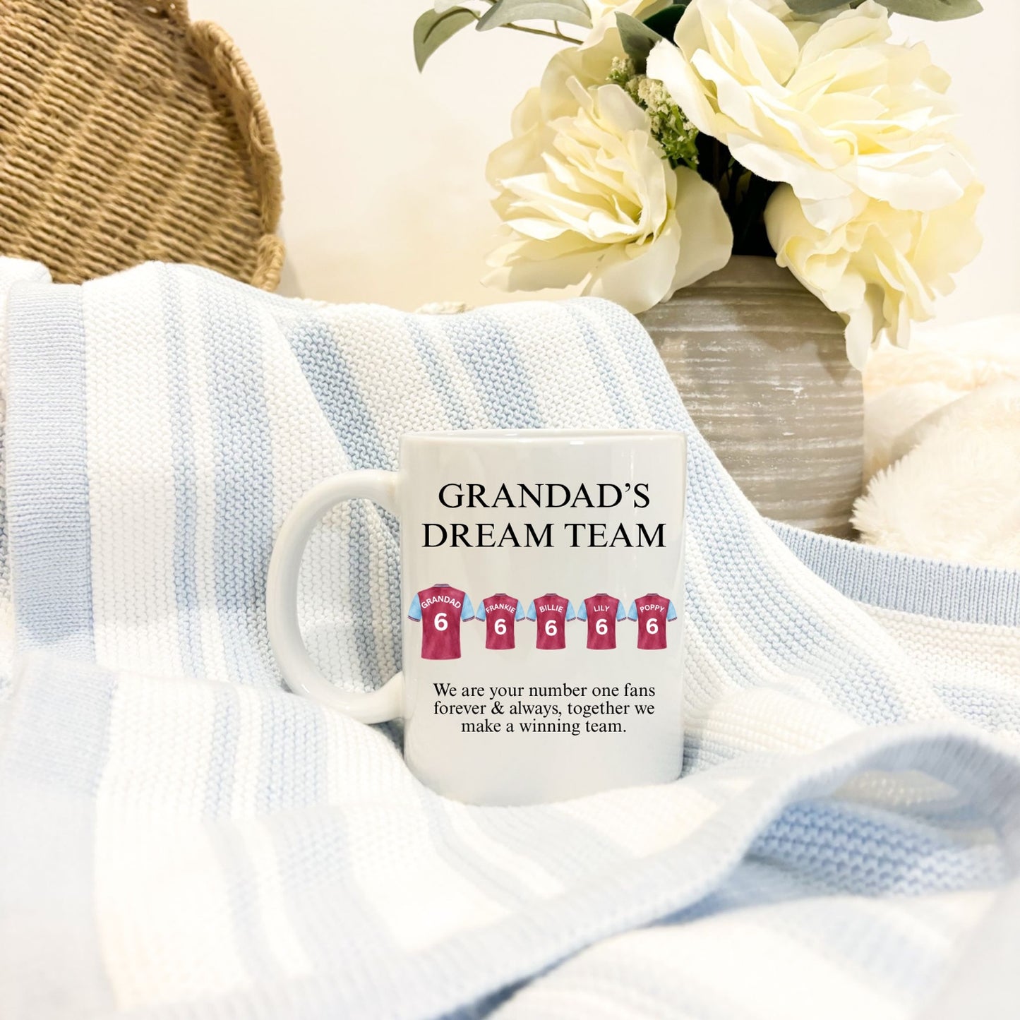 Personalised Football Grandad Mug | Grandad’s Dream Team Mug | Custom Football Shirt Mug | Gift From Grandchildren | Football Fan Gift