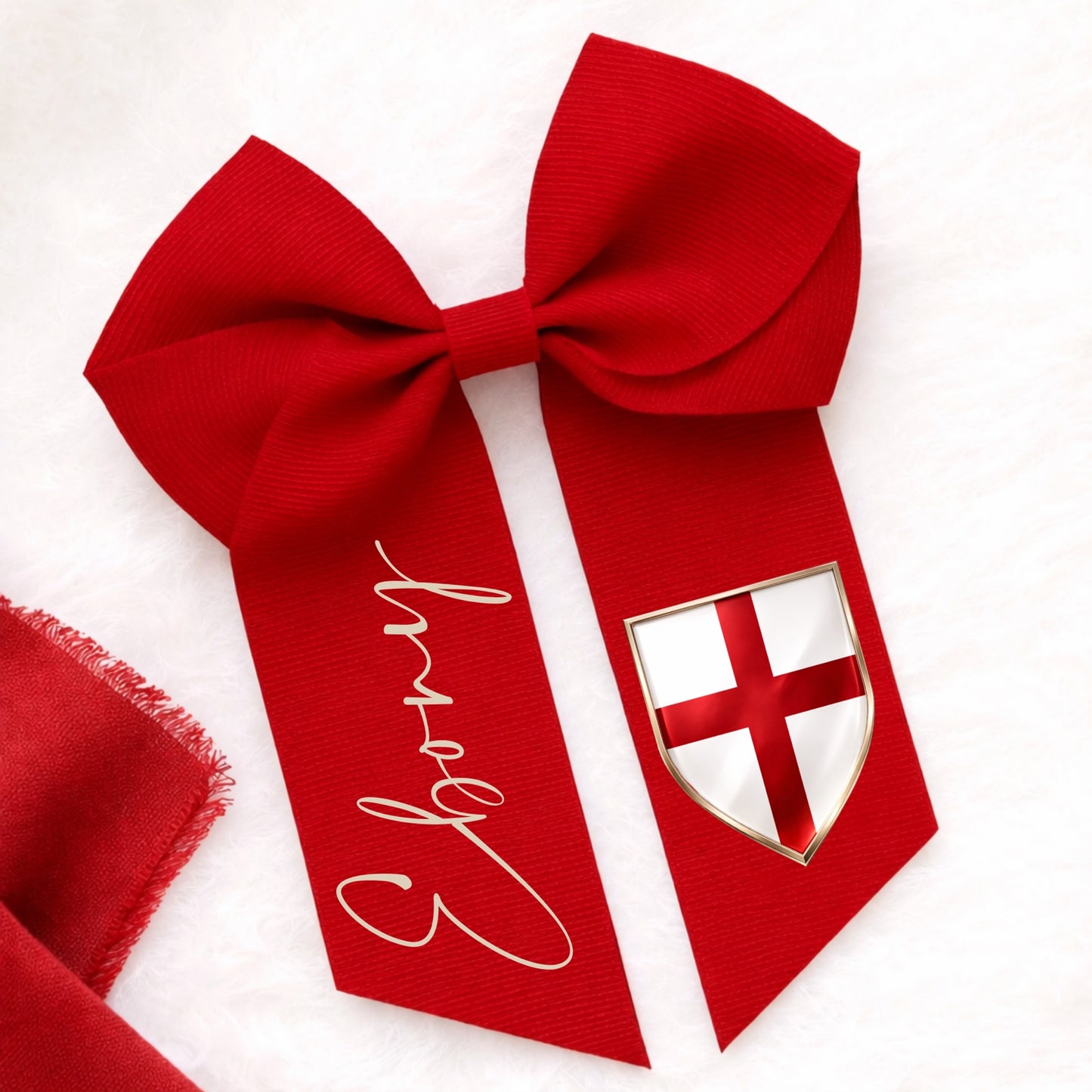 Personalised Football Hair Bow | England Scotland Flag Bow | Custom Name Kids Bow | Match Day Accessory