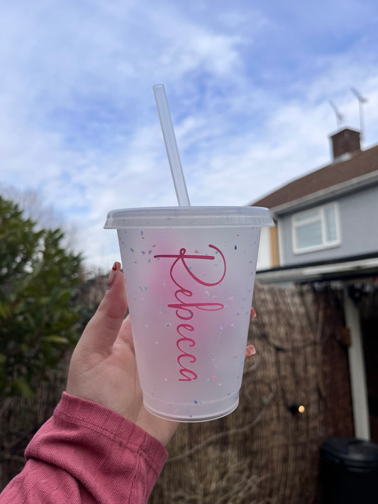 Personalised Unicorn Cold Cup 16oz | Kids Name Cup with Straw