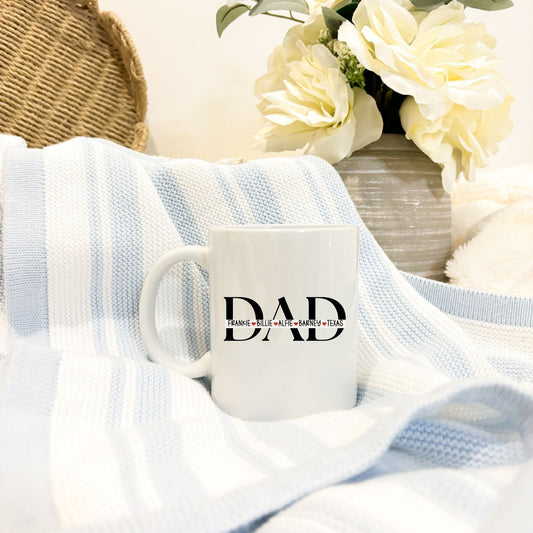 Personalised Dad Mug | Custom Kids Names Mug | Minimalist Dad Coffee Mug | Father’s Day Gift for Dad | Personalised Family Mug