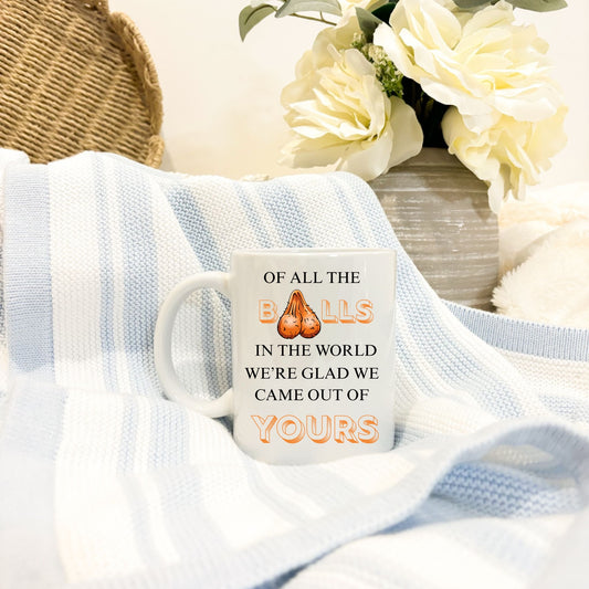 “Glad We Came Out Of Yours” Mug | Custom Kids Names Mug | Father’s Day Gift