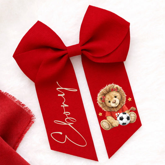 Personalised Football Hair Bow | England Scotland Bow | Kids Custom Name Bow | Football Accessories